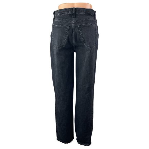 Abercrombie & Fitch 90's Straight Black High Rise Distressed Denim Jeans Size 28 - Picture 4 of 6